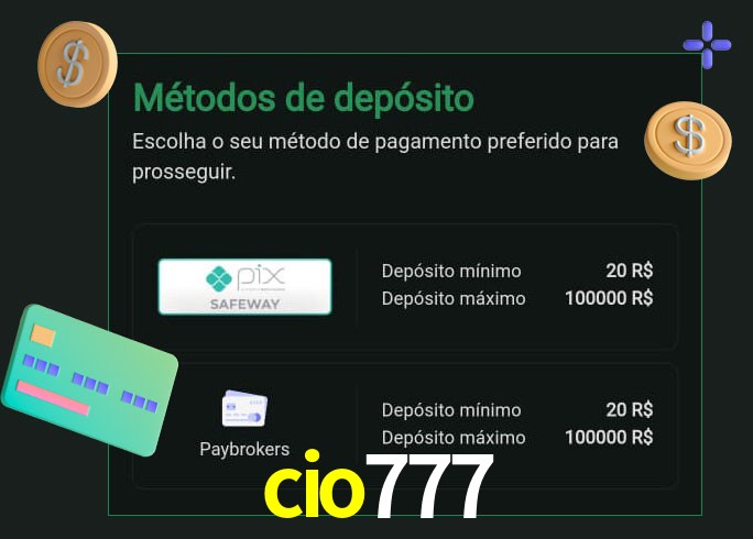 O cassino cio777 oferece uma grande variedade de métodos de pagamento